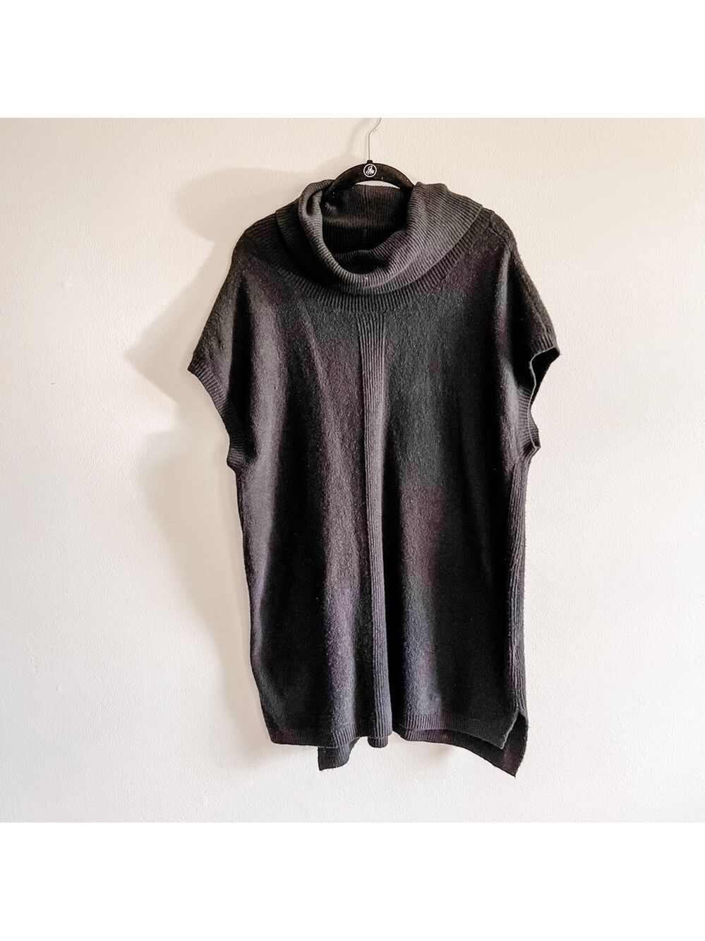 Croft & Barrow Black Cowlneck Short Dolman Sleeve Sweater Vest Cotton XL